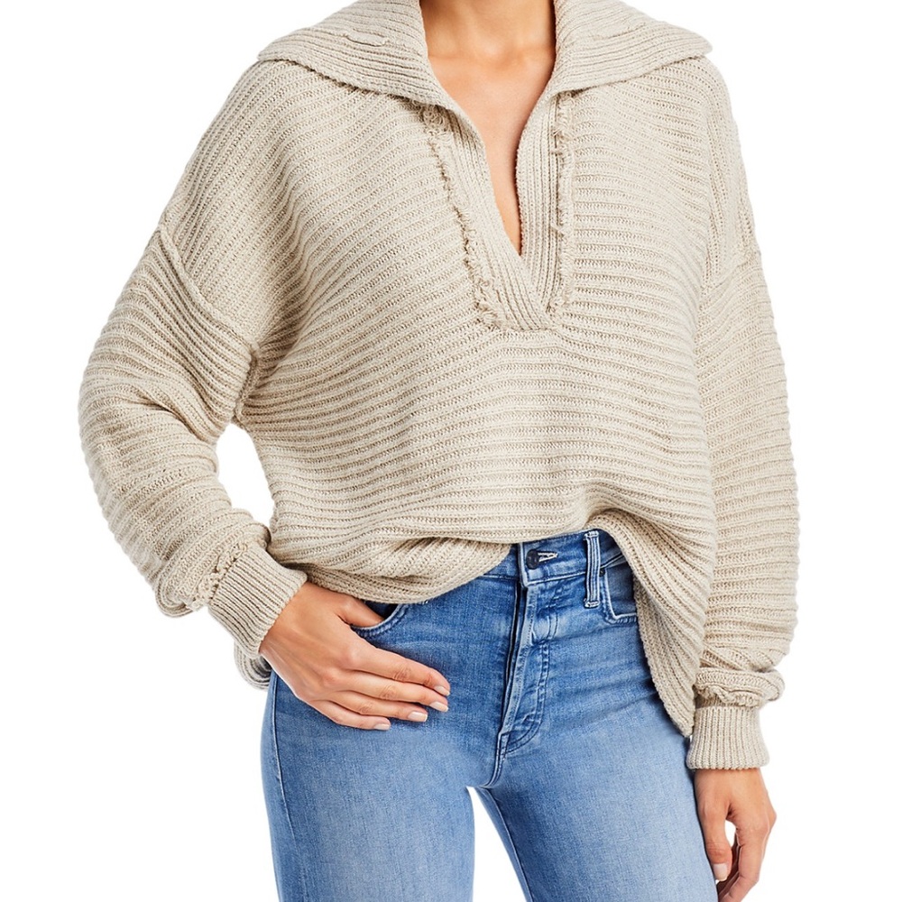 Free People ‘Marlie’ Cream V-Neck Sweater